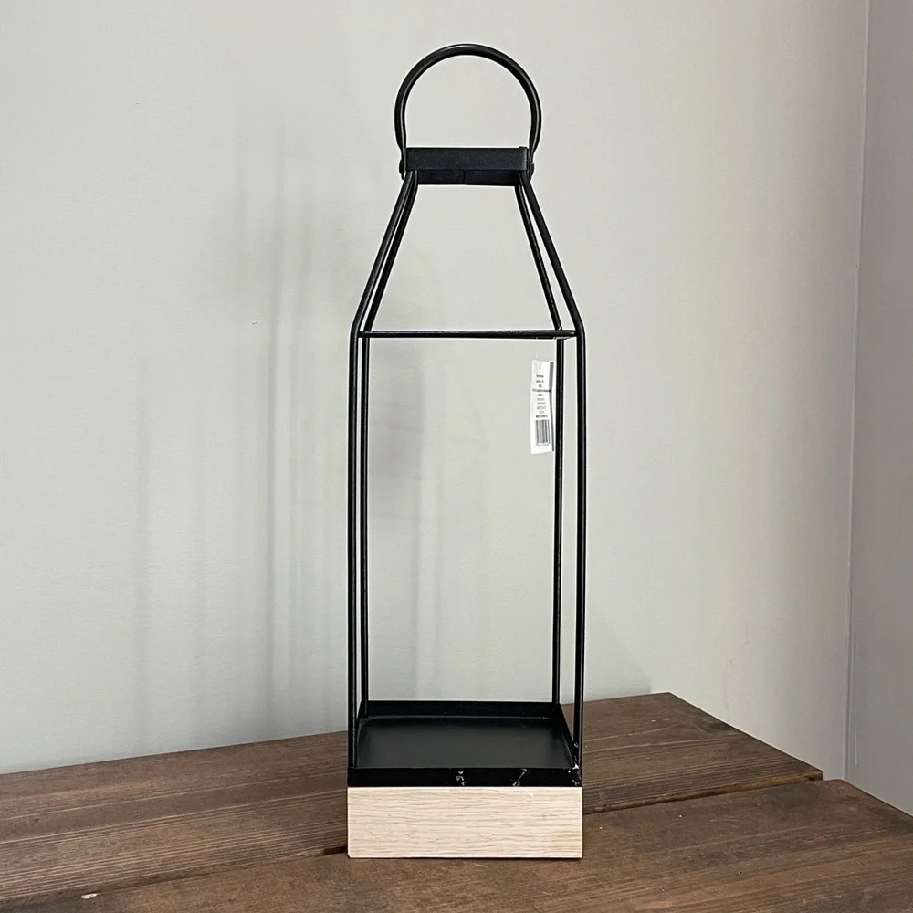 Black Lantern With Wooden Base